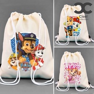 Cisel Thick Drawstring Bag String Bag Canvas Paw Patrol Cute Aesthetic Size 30x40 Cisel Collection Chase Skye Marshal