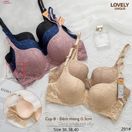 [size 36-40] Light lift lace bra B Cup thin padding 0.3cm high quality plastic frame - Sexy natural 