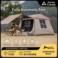 Automatic/Manual Camping Tent Ridge Double Layer Black-Coated Waterproof Tent Large Space Glamping