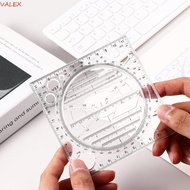 VALEX Multifunctional Drawing Ruler School Accessories Arc Shape Gifts Measuring Ruler Multipurpose 