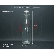 1 L Round Glass Bottle with FlexybleL/ Cap Syrup Bottle Glass Bottle Seal