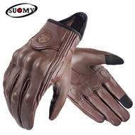 Suomy Motorcycle Leather Gloves Retro Motorcyclist Gloves Men Women Vintage Motocross Gloves Brown Motorcycle Accessories