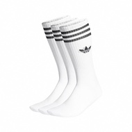 adidas Socks Solid Crew Men Women White Three-Piece Stockings Clover [ACS] IJ0734