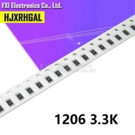 SMD 100Pcs 1206 Resistor 3.3K Ohm Chip 0.25W 1/4W 3K3 332 New