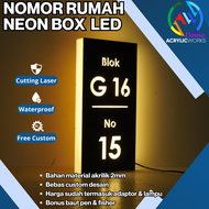 Nomor Rumah LED Neon Box Akrilik Papan Nama Akrilik LED