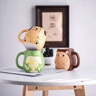 Ceramic Frog Mug Ceramic Frog Cup Three-Dimensional Animal Mug Hand Painted Ceramic Drinking Cup Coffee Cup