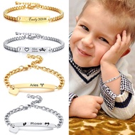 Vnox Personalized Baby Bar Bracelet Custom Name for Children Infant Boy Girls Stainless Steel Love A