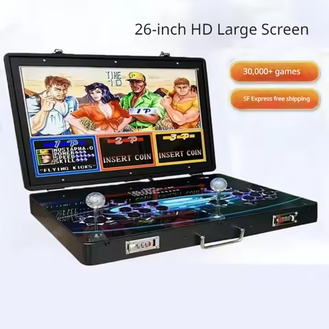 Powkiddy Arcade Game Console Cool 26inch Large Screen Double Joystick Wireless All In One Portable H