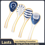 Ceramics Soup Spoons Set of Japanese Soup Spoon Long Handle Soup Spoons for Pho Ramen Noodles Wonton