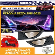 Car Perodua Bezza 2016 - 2026 Pillar Tweeter Speaker Cover RGB Ambient Light 64 Colors LED Refitting