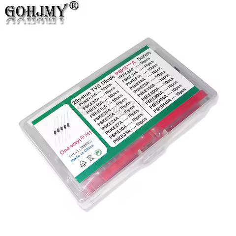 200pcs 20values*10pcs TVS transistor Kit P6KE6.8A/CA 12/15/18/20/22/24/27/30/33/36/39/51/68/75/150/2