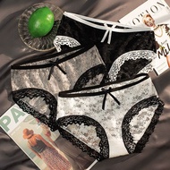 21277, Sexy mesh fabric breathable underwear, comfortable contrast colour matching lace panties with