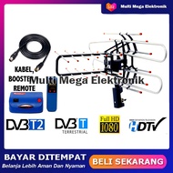 ANTENA TV DIGITAL / ANTENA SET TOP BOX OUTDOR LUAR RUANGAN DENGAN BOOSTER + REMOTE + KABEL 10 METER