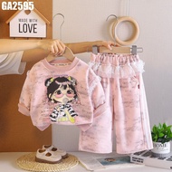 Autumn Winter Sweeter Clothes Set with Brown Bear Pattern Felt for Girls 1-7 Years Old MINTSCLOSET G