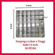 Loyang Brownies Cutter Acuan Mould Brownie Pan 8x8 inci Acuan Brownies Tray Sekat 10x10 Cookies Alum
