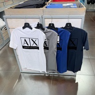 AX Armani Exchange American Men's Pure Cotton Flocking Large Label Name Casual Round Neck Short Slee