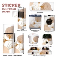 MESIN MATA Kitchen Sticker Set Sticker Fridge Stove Washing Machine 1 2 Door Eye Tube Rice Cooker Dispenser Ac Leaf Motif Abstract aesthetic Decoration MG