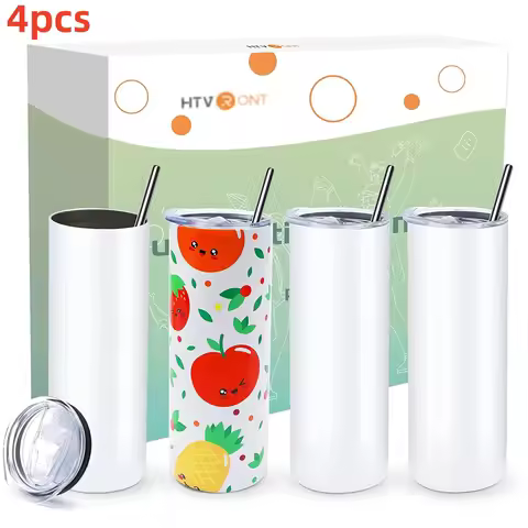 HTVRONT 4 Pack 20oz Straight Sublimation Tumblers Easy to Sublimate Skinny Tumbler Blanks DIY Mugs C