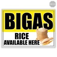 Bigas Rice For Sale Sign - Laminated Signage Labels - A4 / A3 Size