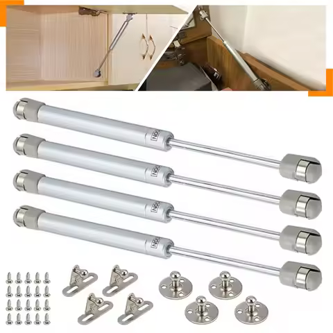 4PCS Furniture Cabinet Door Stay Soft Close Hinge Hydraulic Gas Lift Strut Support Rod Pressure 100/