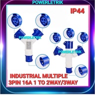 (IP44) 2WAY & 3WAY 3PIN 16A INDUSTRIAL MULTIPLE PLUG & SOCKET / 3PIN 2WAY 3WAY 16A MALE-FEMALE CONNE