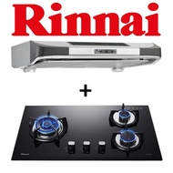 RINNAI RH-90ERi 90CM SLIMLINE HOOD + RB-73TG 3 BURNER HYPER FLAME GLASS HOB WITH SAFETY DEVICE