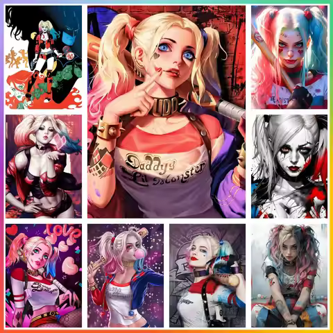Harley Quinn DC Cartoon Diamond Painting Cross Stitch Full Drill Mosaic Embroidery Wall Decor 5D DIY