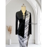 BEST SELLER Setelan Kebaya Kartini Encim Bludru / Kebaya + Selendang + Jarik Motif Kusumo Putih