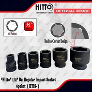 [ HITTO ] 1/2"DR. REGULAR IMPACT SOCKET (6PT ) 10MM - 36MM ( CR.MO ) Socket Hitam | Black Socket (06