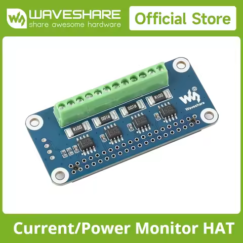 Waveshare 4-ch Current/Voltage/Power Monitor HAT for Raspberry Pi, I2C/SMBus Interface