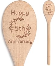5 Year Anniversary Wood Gifts for Her - Happy 5th Anniversary Wooden Spoon, 5 Year Wedding Anniversa