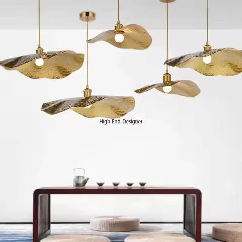 Nordic Creative Lotus Leaf LED Chandelier Hotel Coffee Shop Living Room Bedroom Pendant Lights Moder