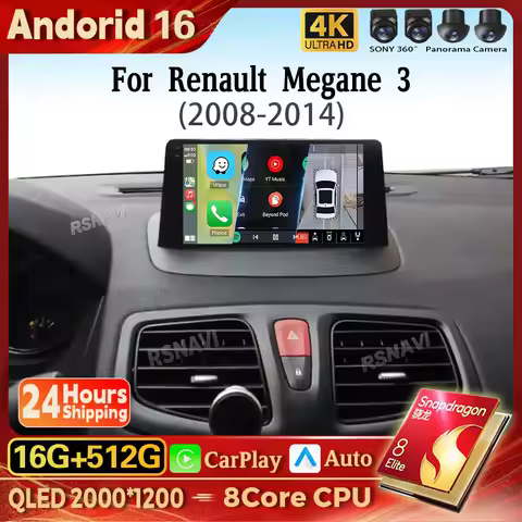 Android 16 Carplay Auto Car Radio Multimedia Player For Renault Megane 3 Fluence Samsung SM3 2008 - 