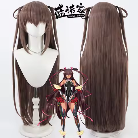 Synthetic Hair Mizuki Yukikaze Cosplay Wigs Game Action Taimanin Mizuki Yukikaze 90cm Long Dark Brow