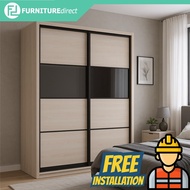 [Free Installation] Furniture DirectTEMORA 5'x8' Sliding Door Wardrobe-almari baju