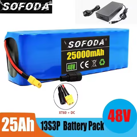 48V Lithium Ion Battery Pack 25Ah 13S3P For Suitable for 48V motors 500W 750W 1000W 2000W With BMS+5
