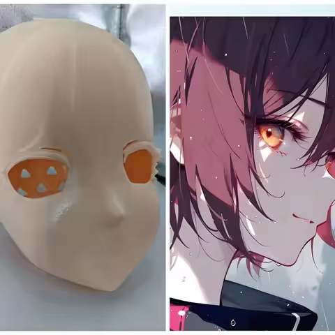 Customize Character Boy/Bily Kigurumi Half Head with Lock Anime Cosplay Kigurumi Mask COS Headgear