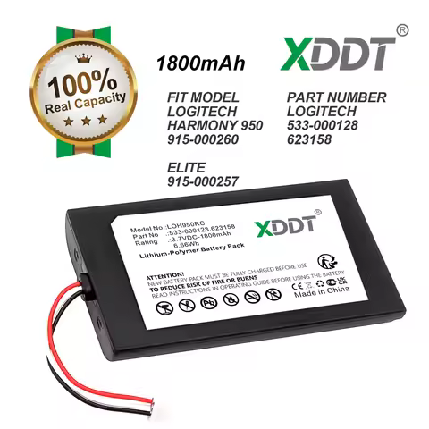 XDDT 1800mAh Replacement Battery for Logitech 915-000257 915-000260 Elite Harmony 950 533-000128 623