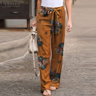 ZANZEAผู้หญิงเอวยืดหยุ่นสบายกางเกงชิโนVintageพิมพ์กางเกงลายดอกไม้ (#11)