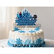 CUSTOM NAME Frozen Happy Birthday Cake Topper 1pcs Size 12 x 8.6 Cm