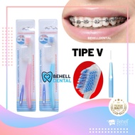 V Shaped Braces Toothbrush With Lid BONUS INTERDENTAL BEND BRUSH Orthodontic - Tooth Brush Dr Smith 