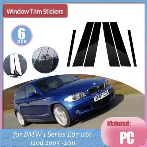 for BMW 1 Series E87 116i 120d 2005~2011 Silver Car Door Window Middle Trim Cover B C Pillar Center 