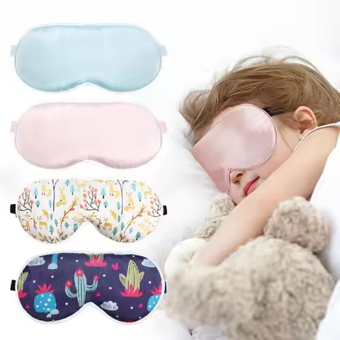 Baby Sleep Eye Mask 0-3 Years Old Newborn 100% Natural Silk Kids Blindfold with Adjustable Strap for