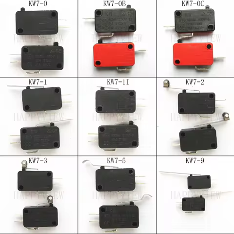 Per 5Pieces Micro Switch 16mm x 28mm Limit Switch 3 Pin/2 Pin 15A /250V AC KW7 Series Switch On Off