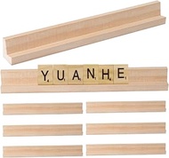 WADORN 8Pcs Wooden Tile Holders Letter, Letter Replacement Racks Word Tray 7.5x0.7x0.9 Inch Letter T