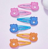 彩虹熊🌈Care Bears 熊熊髮夾 髮飾 夾子6隻一組 粉紅色 藍色 橘色