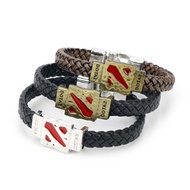 Dota2 turret 2 badge leather woven bracelet alloy leather bracelet bracelet