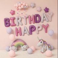 3D 獨角獸鋁膜氣球生日佈置套裝 Happy Birthday decoration 3DUnicorn party decoration set