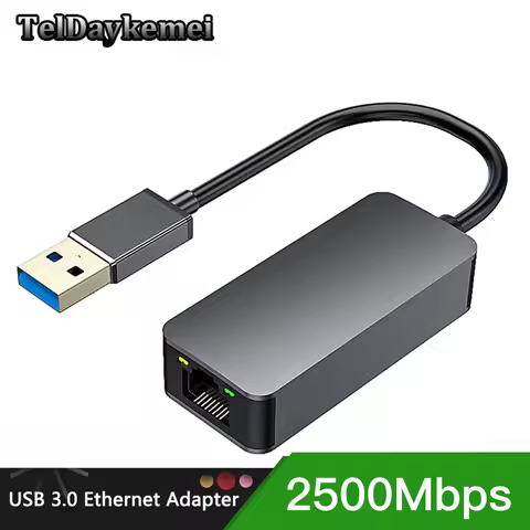 2500Mbps USB 3.0 Ethernet To RJ45 2.5G Wired Adapter Type-C Converter Lan Network Hub For Windows 7/