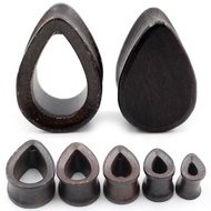 Alisouy 2 Pieces 8-30mm Hollow Solid Natural Wood Water Drop Ear Plugs Tunnels Exapander Strechers E